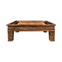 Mughal Hand Painted and Hand Carved Solid Wood Coffee Table C32