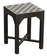 Maaya Bone Inlay Black White Geometric Side Table Lamp Table