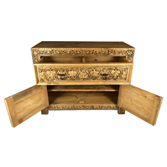 Indian Hand Carved Solid Hard Wood Cabinet D12