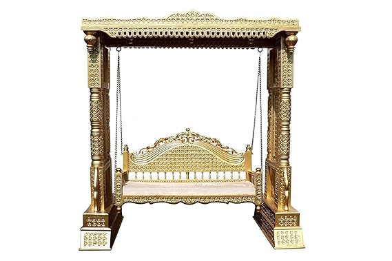 Indian Furniture Solid Wooden Carving Hanging Swings Jhula for Living Room