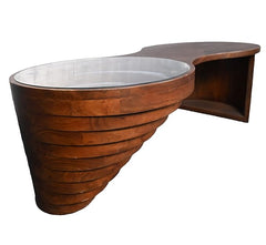 Corsica Helical Coffee Table 100% Natural Solid Wood & Toughened Glass Infinity Spiral Look