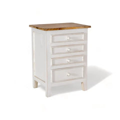 Kraft Bazaar Madrid Bed Side Table in White 45x35x60Cm