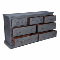 The Gileteen 7-Drawer Double Dresser Vintage Hand Painted Chest of 7 Drawers