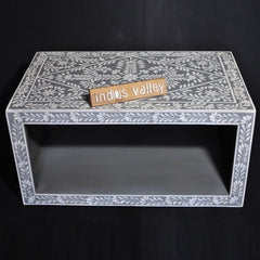 Bone inlay Gray Floral Coffee Table