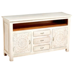 Mandala Lace Hand Carved Solid Wood TV Unit Stand B27