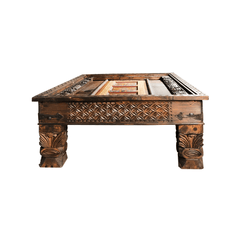 Mughal Hand Painted and Hand Carved Solid Wood Coffee Table C32