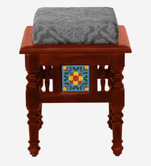 Moroccan Mosaic Mango Wood Seating Stool In Honey Oak Finish