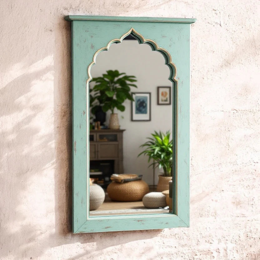Mehrab Hand Carved Solid Wooden Arch Mirror Frame 56