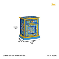 Mughal Hand Painted Multicolored Wooden Side Table