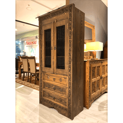 Metal Factory Industrial Indian Solid Wood & Metal Cabinet Bookshelf B13
