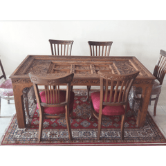 Antique Indian Hand Carved  Solid Wood Dining Table 15