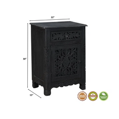 Indian Hand Carved  Solid Wood Bedside Table    08