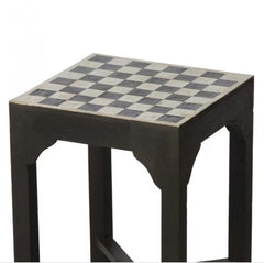 Maaya Bone Inlay Black White Geometric Side Table Lamp Table