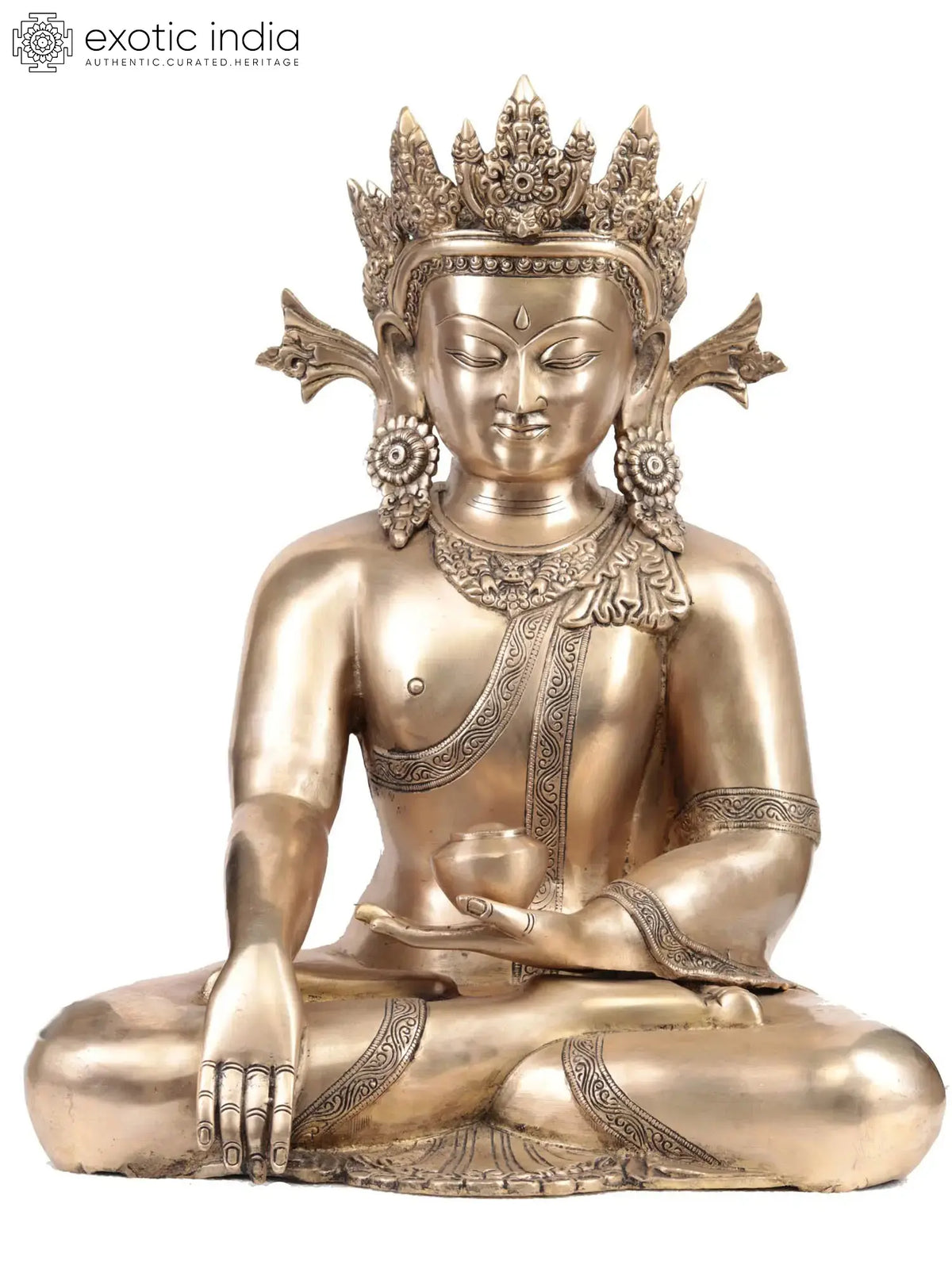 Indian Crown Buddha Tibetan Buddhist Buddha In Brass Statue