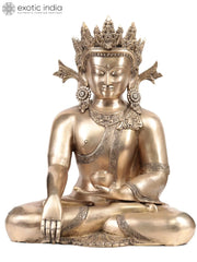 Indian Crown Buddha Tibetan Buddhist Buddha In Brass Statue