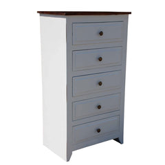 French Blanc Wooden Narrow Chest Of Drawers