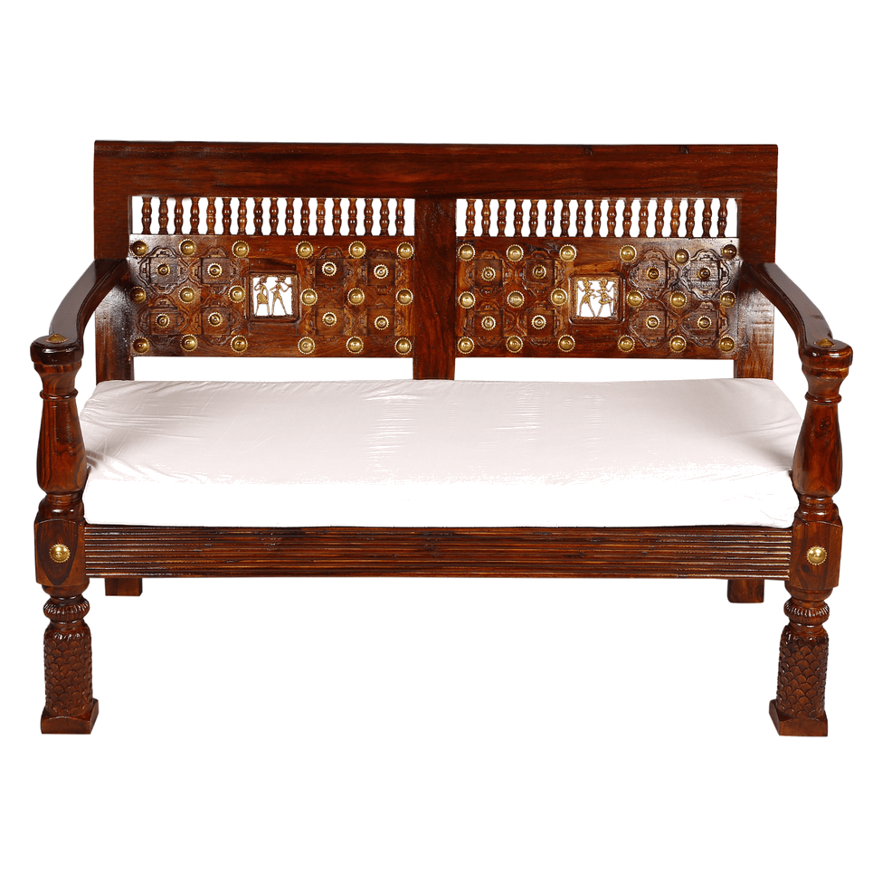 Mogra Antique Brass Work Sofa 2 Seater Brass Work Tribal Design