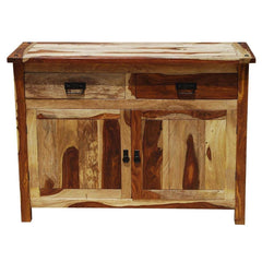 Indian Solid Wood 2 Drawer Small Buffet Cabinet Natural