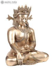 Indian Crown Buddha Tibetan Buddhist Buddha In Brass Statue