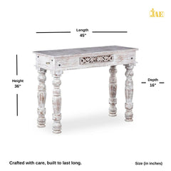 French Provincial Style Pillar Carved Console Table White