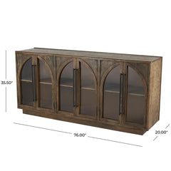 Indian Handmade Mango Classic Wood Glass Door Sideboard A3