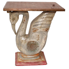 Hand Carved Swan Design Solid Wood Side Table 50