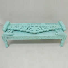 Mughal Garden Hand Carved Balinese Daybed Turquoise S