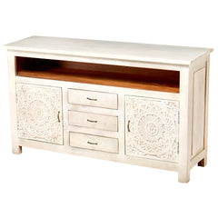 Mandala Lace Hand Carved Solid Wood TV Unit Stand B27