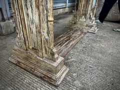 Indian Hand Carved Solid Wood Carved Console Table Rustic White