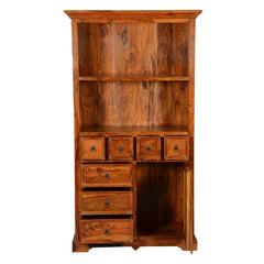 Gainesville 2 Open Shelf Rustic Wood Bookcase With Doors & Drawers