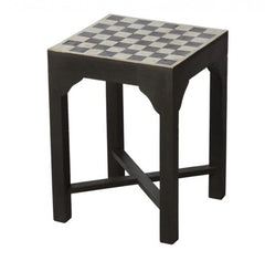 Maaya Bone Inlay Black White Geometric Side Table Lamp Table