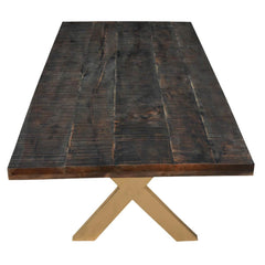 Industrial Large Rustic Wood Industrial Iron X Base Dining Table Black