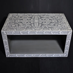 Bone inlay Gray Floral Coffee Table