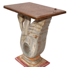 Hand Carved Swan Design Solid Wood Side Table 50