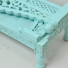 Mughal Garden Hand Carved Balinese Daybed Turquoise S