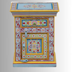 Mughal Hand Painted Multicolored Wooden Side Table