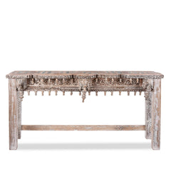 Antique Indian Hand Carved Solid Wood Console Table 08