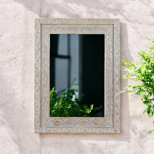 Floral Hand Carved Solid Wooden Mirror Frame 57