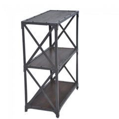 Angle Industrial French Style Small Bookshelf Book Stand Chocolate 90x40x90cm