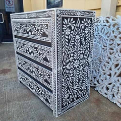 Handmade Indian Furniture Solid Hard Wood Handpainted Dressers 4 Drawers 250x40x100Cm