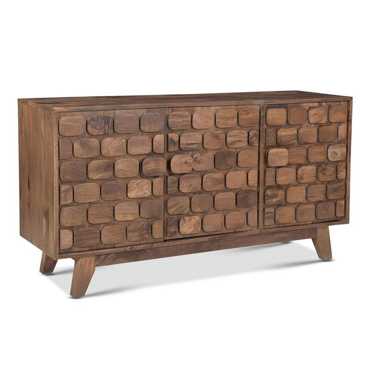 Solid Sheesham Wood Diamond Design Sideboard 3 Door