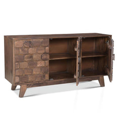 Solid Sheesham Wood Diamond Design Sideboard 3 Door