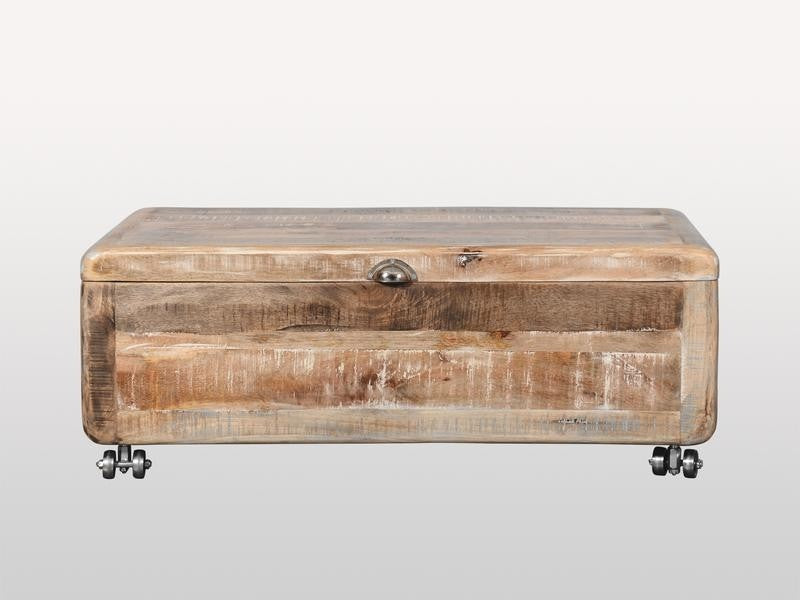 Solid Wooden Shugar Chest Whitewash 109cm