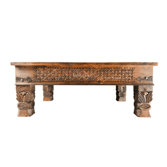 Mughal Hand Painted and Hand Carved Solid Wood Coffee Table C33