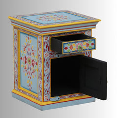 Mughal Hand Painted Multicolored Wooden Side Table