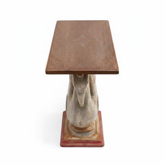 Hand Carved Swan Design Solid Wood Side Table 50