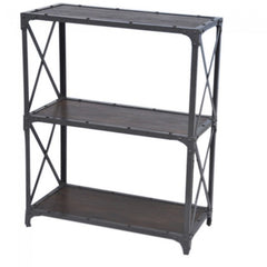 Angle Industrial French Style Small Bookshelf Book Stand Chocolate 90x40x90cm