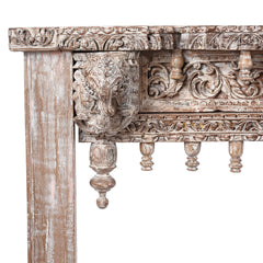 Antique Indian Hand Carved Solid Wood Console Table 08