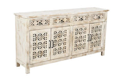 Handmade Indian Hand Carved Solid Hard Wood Marvel Sideboard