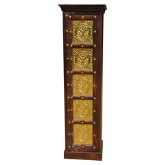 Brasswork Single Door Tall Cabinet with 1 door Embossed Brass